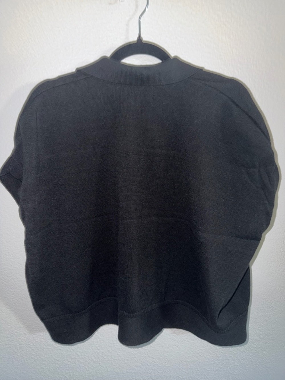 Banana Republic Black Johnny Collar Sweater Cotton-Linen Blend XXS oversized - Picture 4 of 6
